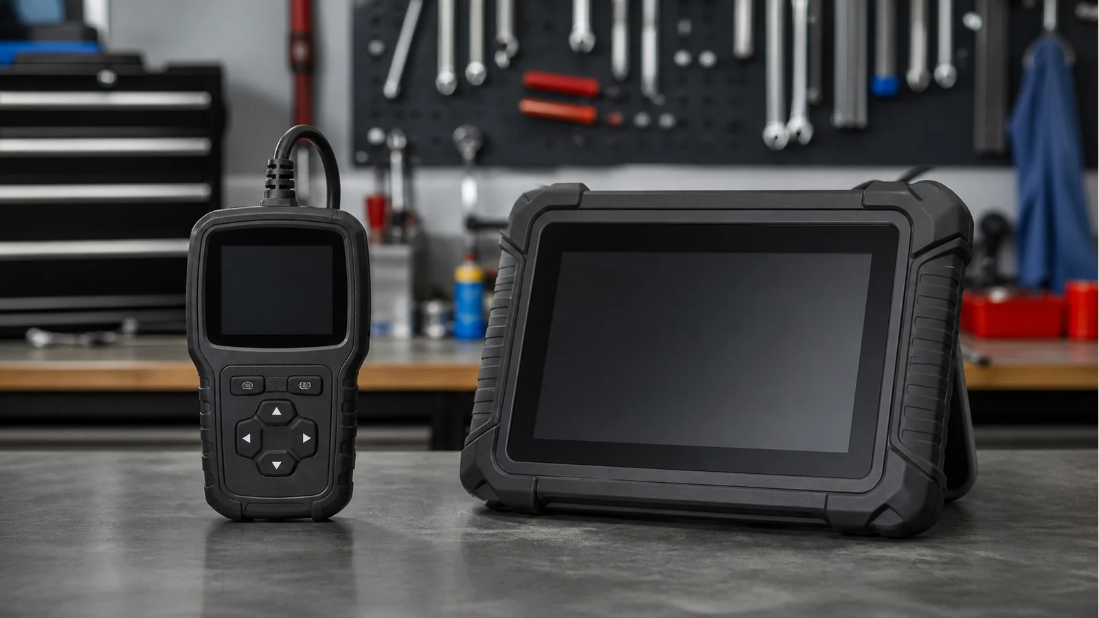 Comparison of a compact handheld engine code reader and a larger full-system scan tablet